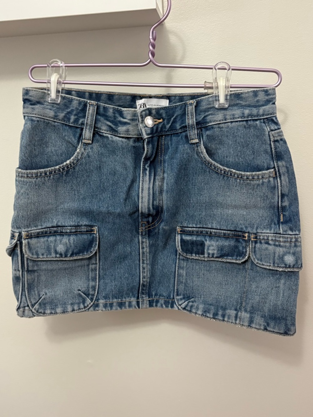 Zara Denim Cargo Mini Skirt